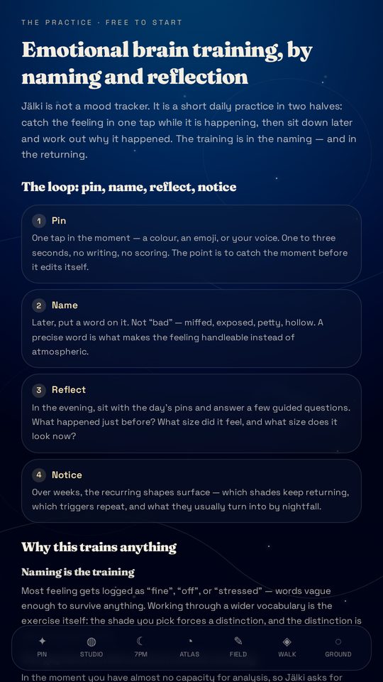 Pin, name, reflect, notice — the daily practice.